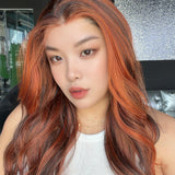 JBEXTENSION 23 Inches Chocolate Orange Pre-Cut 13X6 Free Part Snowflake Lace Frontlace Glueless Wig KARA PRO - CHOCOLATE ORANGE【BENDY EAR TABS】