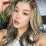 JBEXTENSION 20 Inches Brown Highlight Pre-Cut 13X6 Free Part Snowflake Lace Frontlace Glueless Wig MABEL PRO - BROWN HIGHLIGHT【BENDY EAR TABS】