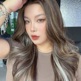JBEXTENSION 24 Inches Long Curly Caramel Brown Pre-Cut Arc Snowflake Lace Frontlace Glueless Wig ANGELA ARC - CARAMEL BROWN【BENDY EAR TABS】