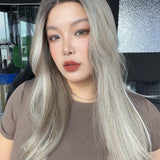 JBEXTENSION 21 Inches Straight Medium Ash Blonde Pre-Cut Arc Snowflake Lace Frontlace Glueless Wig AMBER MEDIUM ASH BLONDE【BENDY EAR TABS】