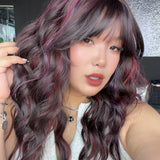 JBEXTENSION 22 Inches Scalpiana Long Wave Peacock 3.5X4 Hard Silky Top Natural Scalp Effect Wig with Bangs OSSIE PEACOCK