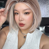 JBEXTENSION 12 Inches Bob Cut Ash Blonde Pre-Cut Arc Snowflake Lace Frontlace Glueless Wig KHLOE ARC - ASH BLONDE【BENDY EAR TABS】