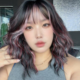 JBEXTENSION 14 Inches Scalpiana Wave Raspberry 3.5X4 Hard Silky Top Natural Scalp Effect Wig with Bangs OSSIE SHORT - RASPBERRY