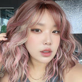 JBEXTENSION 14 Inches Scalpiana Wave Sea-salt Sakura 3.5X4 Hard Silky Top Natural Scalp Effect Wig with Bangs OSSIE SHORT - SEA SALT SAKURA