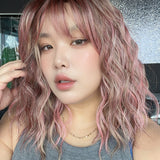 JBEXTENSION 14 Inches Scalpiana Wave Sea-salt Sakura 3.5X4 Hard Silky Top Natural Scalp Effect Wig with Bangs OSSIE SHORT - SEA SALT SAKURA