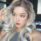 JBEXTENSION 26 Inches Long Curly Mix Blonde Pre-Cut Arc Snowflake Lace Frontlace Glueless Wig EMMIE ARC - MIX BLONDE【BENDY EAR TABS】