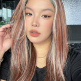 JBEXTENSION 22 Inches Copper Auburn Pre-Cut 13X6 Free Part Snowflake Lace Frontlace Glueless Wig KEL PRO - COPPER AUBURN【BENDY EAR TABS】