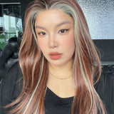 JBEXTENSION 22 Inches Copper Auburn Pre-Cut 13X6 Free Part Snowflake Lace Frontlace Glueless Wig KEL PRO - COPPER AUBURN【BENDY EAR TABS】