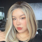 JBEXTENSION 14 Inches Neutral Nut Blonde Pre-Cut 13X6 Free Part Snowflake Lace Frontlace Bob Cut Glueless Wig GIOIA PRO - NEUTRAL NUT BLONDE【BENDY EAR TABS】