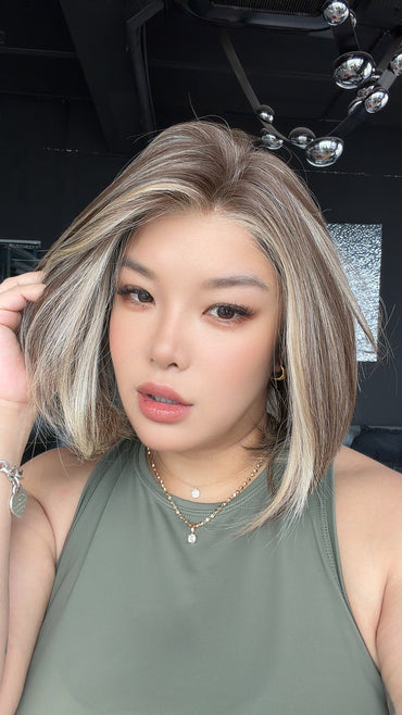 JBEXTENSION 12 Inches Bob Cut Bright Hazelnut Pre-Cut 13X6 Free Part Snowflake Lace Frontlace Glueless Wig KHLOE PRO - BRIGHT HAZELNUT【BENDY EAR TABS】