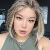 JBEXTENSION 12 Inches Bob Cut Bright Hazelnut Pre-Cut 13X6 Free Part Snowflake Lace Frontlace Glueless Wig KHLOE PRO - BRIGHT HAZELNUT【BENDY EAR TABS】