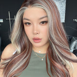 JBEXTENSION 23 Inches Copper Auburn Pre-Cut 13X6 Free Part Snowflake Lace Frontlace Glueless Wig KARA PRO - COPPER AUBURN【BENDY EAR TABS】