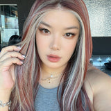 JBEXTENSION 22 Inches Rust Auburn Pre-Cut 13X6 Free Part Snowflake Lace Frontlace Glueless Wig KEL PRO - RUST AUBURN【BENDY EAR TABS】