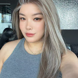 JBEXTENSION 22 Inches Camel Highlight Pre-Cut 13X6 Free Part Snowflake Lace Frontlace Glueless Wig KEL PRO - CAMEL HIGHLIGHT【BENDY EAR TABS】