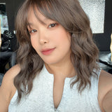 JBEXTENSION 14 Inches Scalpiana Wave Cold Brown 3.5X4 Hard Silky Top Natural Scalp Effect Wig with Bangs OSSIE SHORT - COLD BROWN