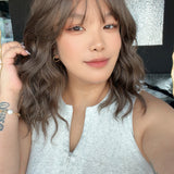 JBEXTENSION 14 Inches Scalpiana Wave Cold Brown 3.5X4 Hard Silky Top Natural Scalp Effect Wig with Bangs OSSIE SHORT - COLD BROWN