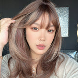 JBEXTENSION Peluca marrón natural con corte Bob de 10 pulgadas y flequillo JOAN