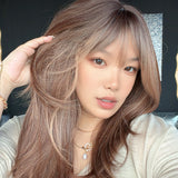 JBEXTENSION 21 Inches Natural Style Mocha Copper Wig with Bangs LUCIA MOCHA COPPER