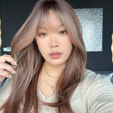 JBEXTENSION 21 Inches Natural Style Mocha Copper Wig with Bangs LUCIA MOCHA COPPER