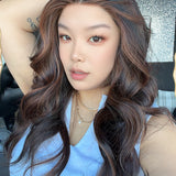 JBEXTENSION 26 Inches Long Curly Water Chestnut Brown Pre-Cut Arc Snowflake Lace Frontlace Glueless Wig EMMIE ARC - WATER CHESTNUT BROWN【BENDY EAR TABS】
