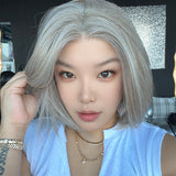 JBEXTENSION 12 Inches Bob Cut Cream Blonde Pre-Cut Arc Snowflake Lace Frontlace Glueless Wig KHLOE ARC - CREAM BLONDE【BENDY EAR TABS】