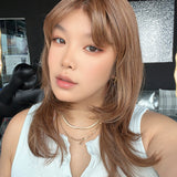 JBEXTENSION LAURETTA MONO Monofilament Handmade Wig 6X5 Full Monofilament Hand Tied Top Wig 17 Inches Mocha Brown Mono Lace Wig with Anti-slip Silicone Strips Glueless Wig LAURETTA MONO - MOCHA BROWN【BENDY EAR TABS】