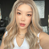 JBEXTENSION IRENE MONO Monofilament Handmade Wig 6X5 Full Monofilament Hand Tied Top Wig 19 Inches Silver Sand Blonde Curly Mono Lace Wig with Anti-slip Silicone Strips Glueless Wig IRENE MONO - SILVER SAND BLONDE【BENDY EAR TABS】
