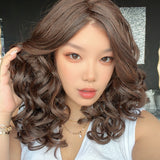 JBEXTENSION 18 Inches Chocolate Brown Deep Curly Pre-Cut Arc Snowflake Lace Frontlace Glueless Wig JENNIFER ARC - CHOCOLATE BROWN【 BENDY EAR TABS 】