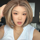 JBEXTENSION AMANDA MONO Full Monofilament Handmade Full Lace Full Hand Tied Wig 10 Inches Hazelnut Mono Lace Handmade Futura Fiber Wig Glueless Wig AMANDA MONO - HAZELNUT【BENDY EAR TABS】