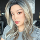 JBEXTENSION 19 Inches Dark Mix Blonde Pre-Cut Arc Snowflake Lace Frontlace Glueless Wig SADIE ARC【 BENDY EAR TABS 】