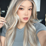 JBEXTENSION MACKAY MONO Monofilament Handmade Wig 6X5 Full Monofilament Hand Tied Top Wig 28 Inches Long Silver Sand Blonde Mono Lace Wig with Anti-slip Silicone Strips Glueless Wig MACKAY MONO - SILVER SAND BLONDE【BENDY EAR TABS】
