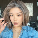 JBEXTENSION 12 Inches Bob Cut Pine Cones Pre-Cut Arc Snowflake Lace Frontlace Glueless Wig KHLOE ARC - PINE CONES【BENDY EAR TABS】