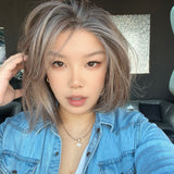 JBEXTENSION 12 Inches Bob Cut Pine Cones Pre-Cut Arc Snowflake Lace Frontlace Glueless Wig KHLOE ARC - PINE CONES【BENDY EAR TABS】