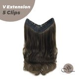 JBEXTENSION Extensiones de cabello en V de 20 pulgadas, 5 rizos con clip, 190 g