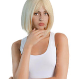 JBEXTENSION 10 Inches Bob Cut Light Blonde With Bangs Wig JAN