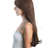 JBEXTENSION 26 Inches Curly Brown Wig With Bangs JANICE