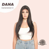 JBEXTENSION GENERATION FIVE 28 Inches Long Tea Black Darkest Brown Straight Wig With Bangs DANA G5