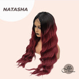 JBEXTENSION 30 Inches Ombre Red Color Long Body Wave Frontlace Glueless Wig NATASHA