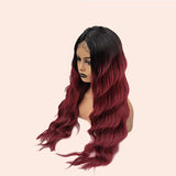 JBEXTENSION 30 Inches Ombre Red Color Long Body Wave Frontlace Wig NATASHA