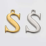 JBextension Golden Silver Color Stainless Necklace Steel English Letter Pendant Uppercase Single Hole Diy Necklace Apparel Pendant 1 Pcs