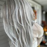 Nichole's Selection - 26 Inches Curly Grey Pre-Cut Frontlace Wig VANESSA GREY