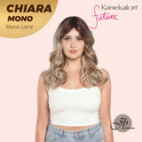 JBEXTENSION CHIARA MONO Full Monofilament Wig 18 Inches Brown With Highlight Wave Full Mono Lace Glueless Wig CHIARA MONO