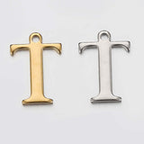 JBextension Golden Silver Color Stainless Necklace Steel English Letter Pendant Uppercase Single Hole Diy Necklace Apparel Pendant 1 Pcs