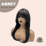 JBEXTENSION 22 Inches Midnight Brown Wig with Bangs ABBEY MIDNIGHT BROWN