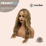 JBEXTENSION 24 Inches Long Wave Shatush Mix Blonde Pre-Cut 13X6 Free Part Snowflake Lace Frontlace Glueless Wig FRANCY PRO - SHATUSH MIX BLONDE【BENDY EAR TABS】