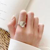 JBSELECTION Fashion Heart Style Charm Rings for Women Girls, Open Adjustable Ring