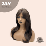 JBEXTENSION 21 Inches Cold Brown Wig with Bangs JAN COLD BROWN
