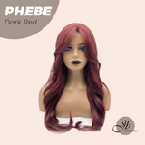 JBEXTENSION 26 Inches Long Dark Red Wig with Bangs PHEBE DARK RED