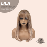 JBEXTENSION 20 Inches Scalpiana Grapefruit Blush Wolf Cut 3.5X4 Hard Silky Top Natural Scalp Effect Wig with Bangs LILA GRAPEFRUIT BLUSH
