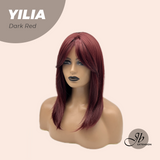 JBEXTENSION 17 Inches Dark Red Wig with Bangs YILIA DARK RED